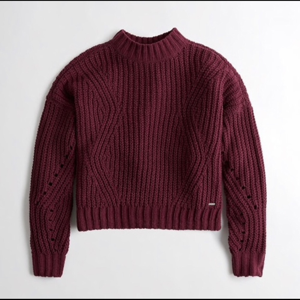 COPY - NWOT Hollister Chenille Mock Neck Cable Knitted Sweater  XS